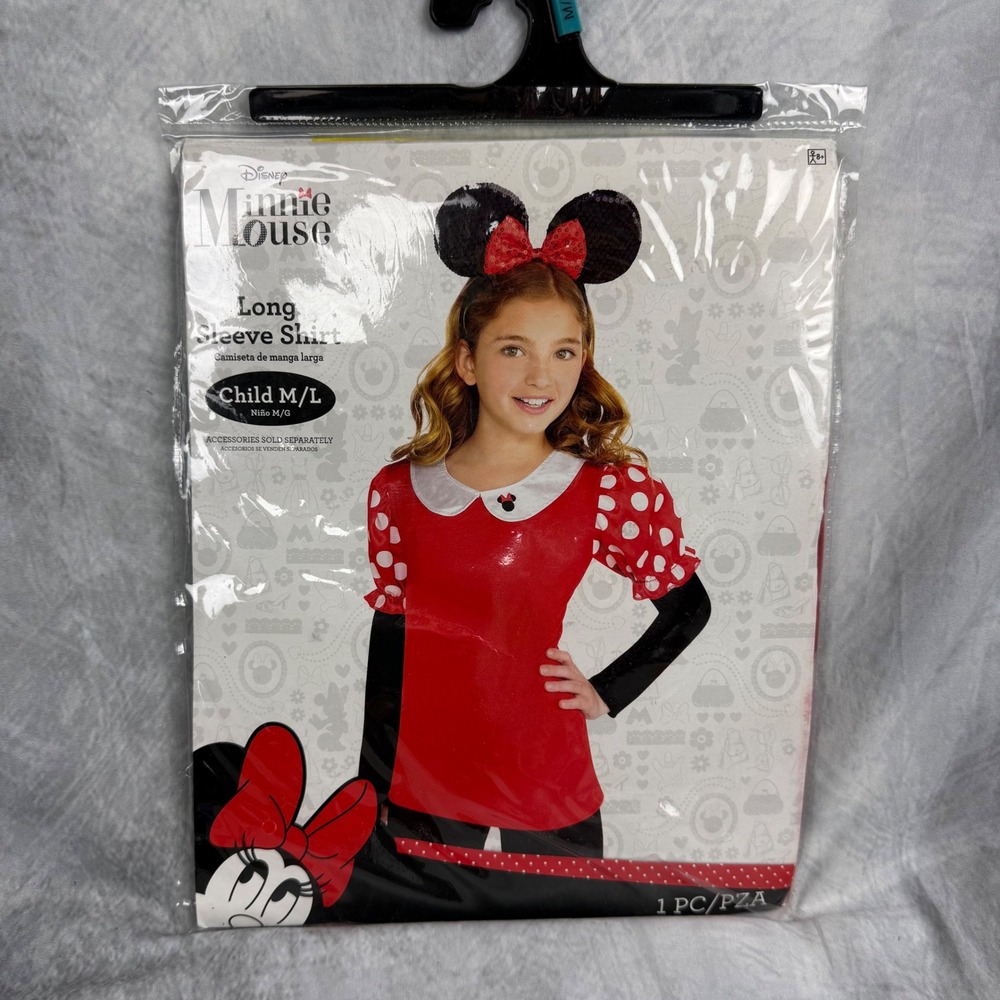 Disney Minnie Mouse Red Polka Dot Costume Shirt Girls Size M/L 12-14 New